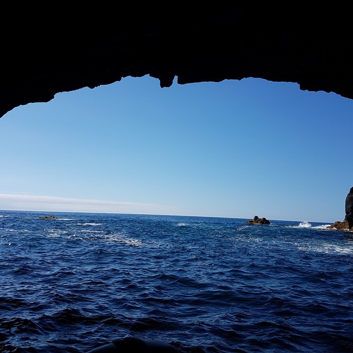 Secret sea cave in Azores