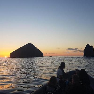 Boat tour during sunset in Azores